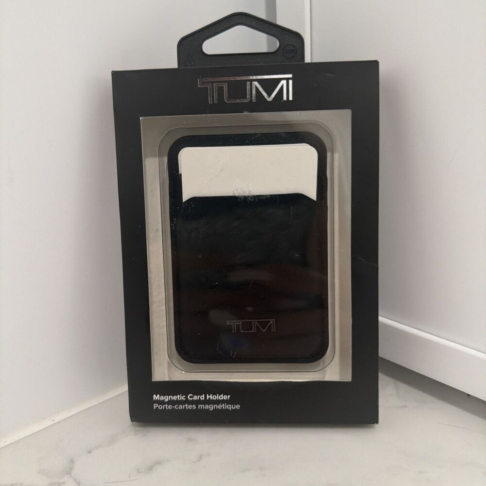 TUMI Premium Magnetic Card Holder Wallet Matte Black NIB Gift Luxury Travel Gear